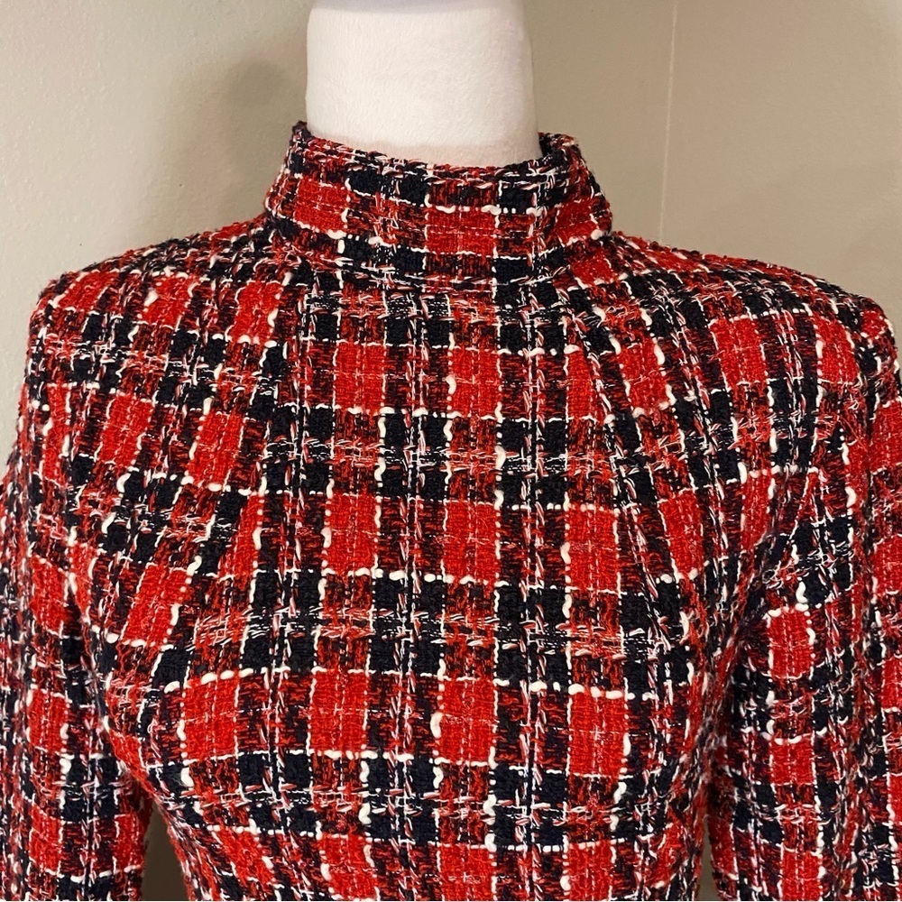 GLAMAKER‎ PLAID BACKLESS SPLIT SLEEVE TWEED BODYCON DRESS size SMALL - Picture 5 of 14
